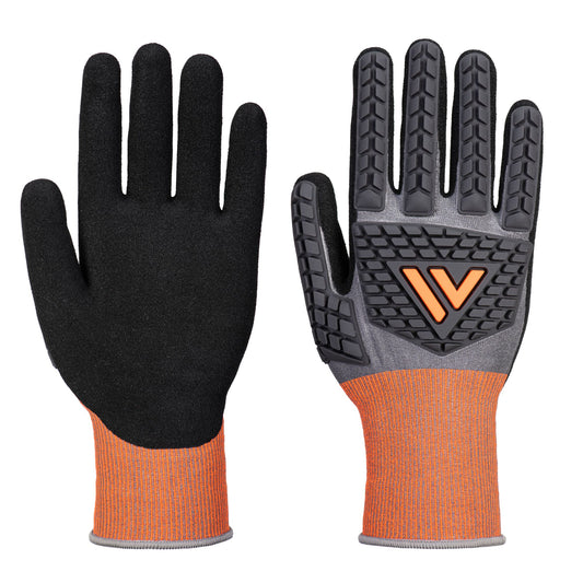 Portwest CT46 CT Impact D18 Nitrile Sandy Cut Resistant Gloves in Grey/Black