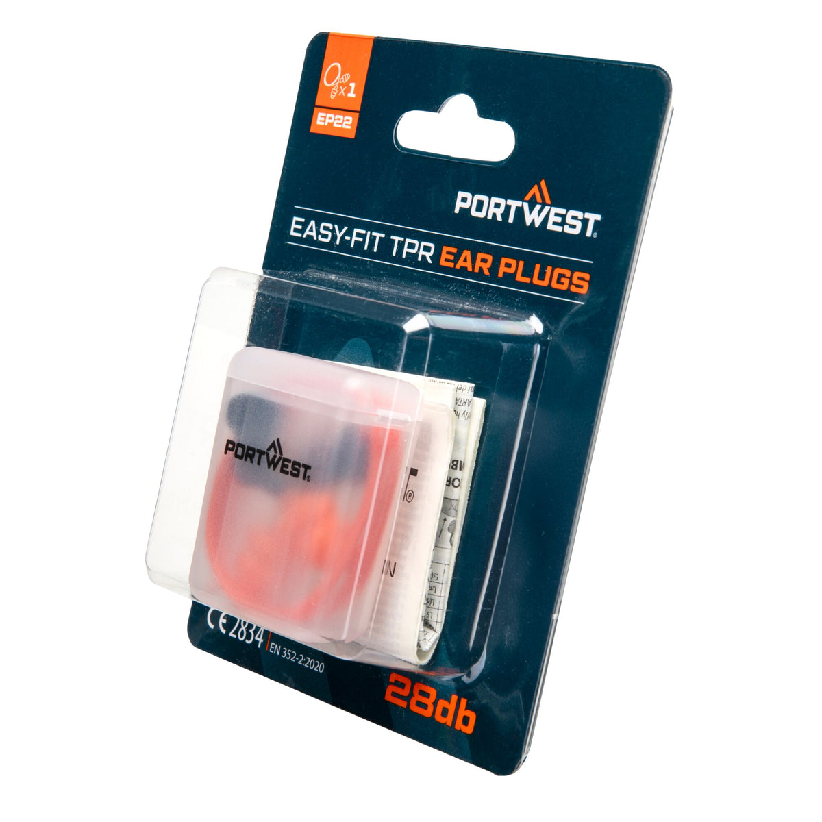 Portwest EP22 Easy Fit TPR Corded Ear Plugs (1 Pair) in Orange