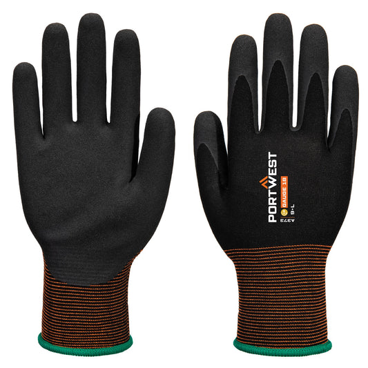 Portwest A373 GP Grip 18 Latex Sandy Work Gloves in Black