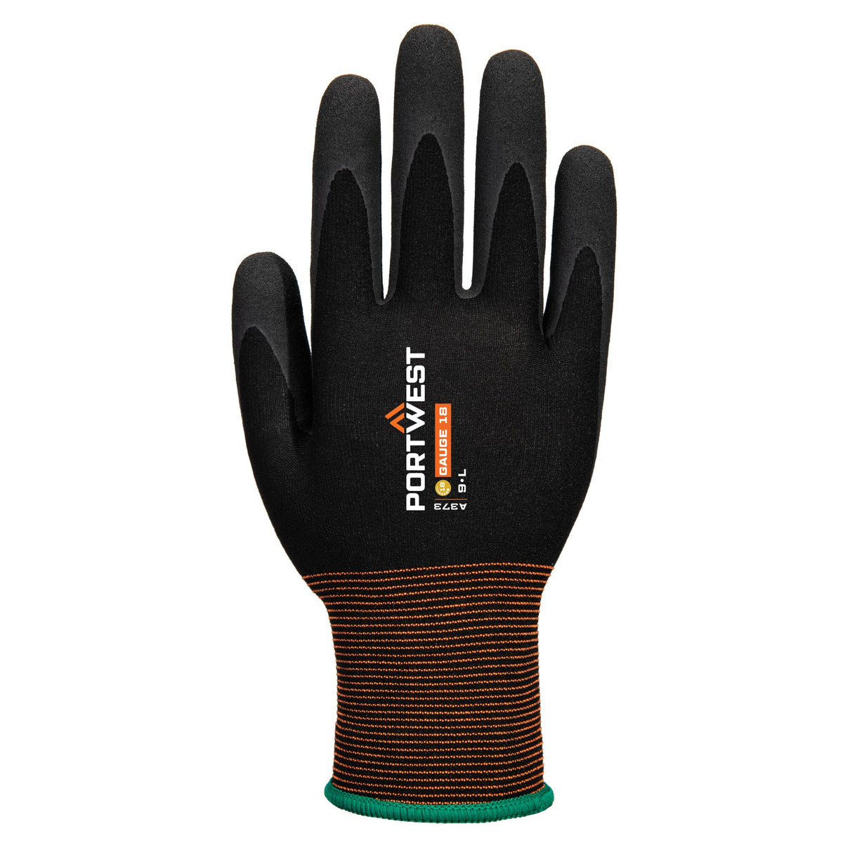 Portwest A373 GP Grip 18 Latex Sandy Work Gloves in Black