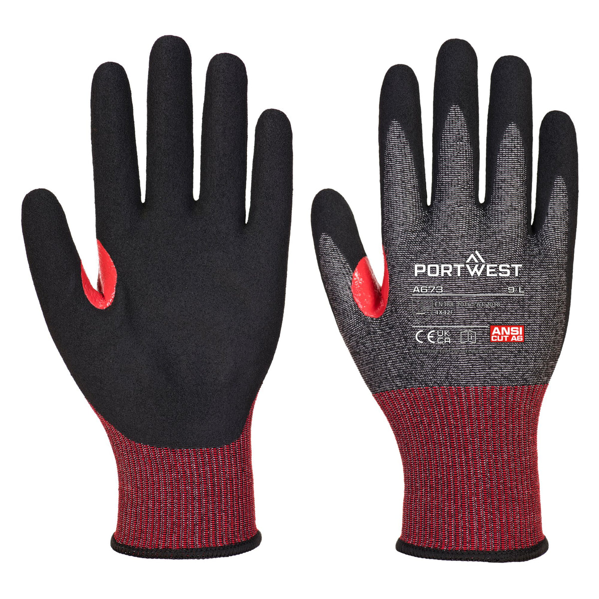 Portwest A673 CS Cut F18 Nitrile Cut Resistant Gloves in Black