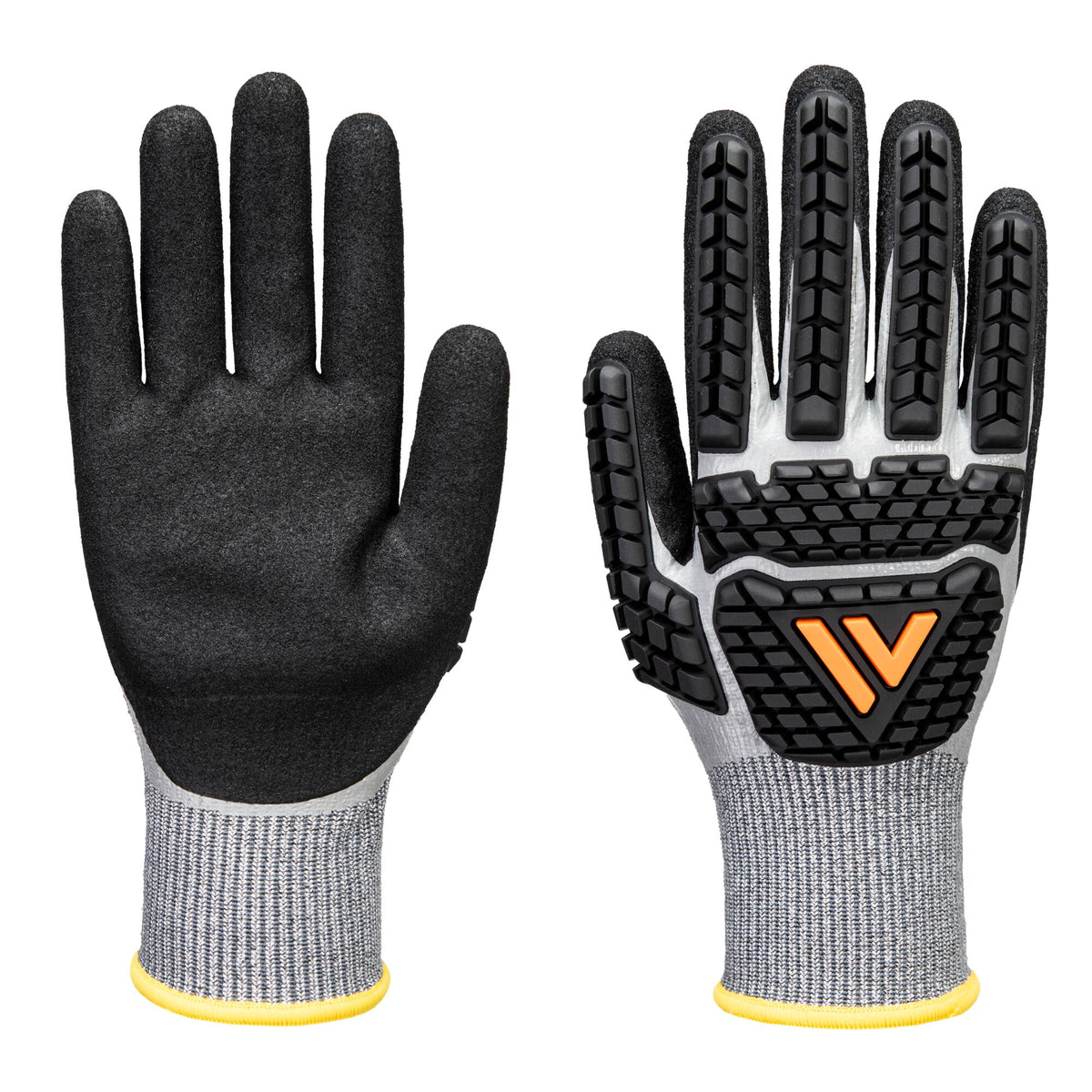 Portwest AP54 Impact F13 Nitrile Foam TPR Waterproof Work Gloves in Grey/Black