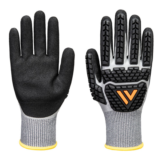 Portwest AP54 Impact F13 Nitrile Foam TPR Waterproof Work Gloves in Grey/Black