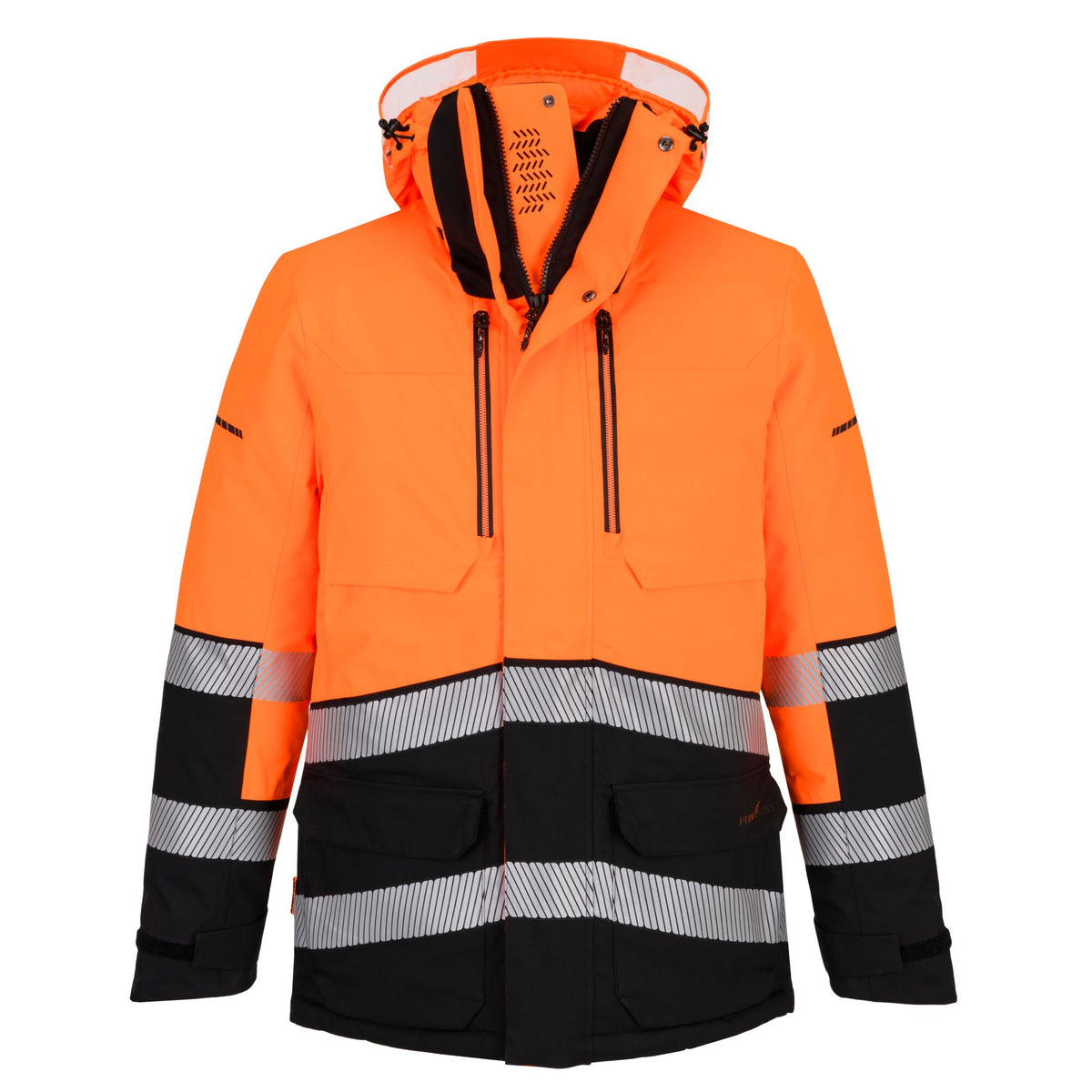 Portwest EV4 EV401 Hi-Vis Waterproof Expedition Parka Jacket in Orange/Black