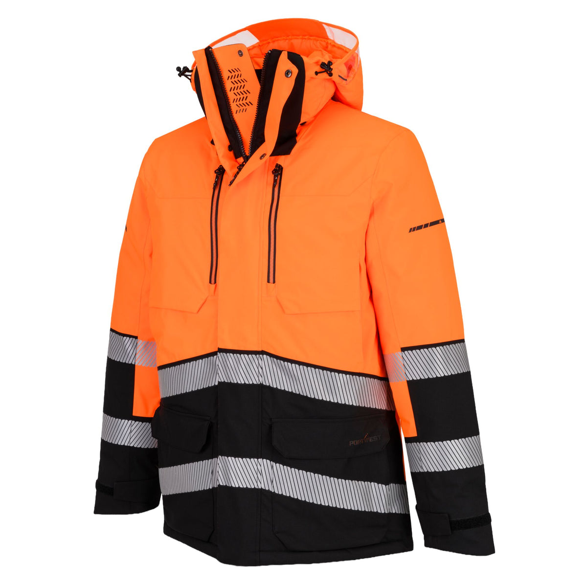 Portwest EV4 EV401 Hi-Vis Waterproof Expedition Parka Jacket in Orange/Black