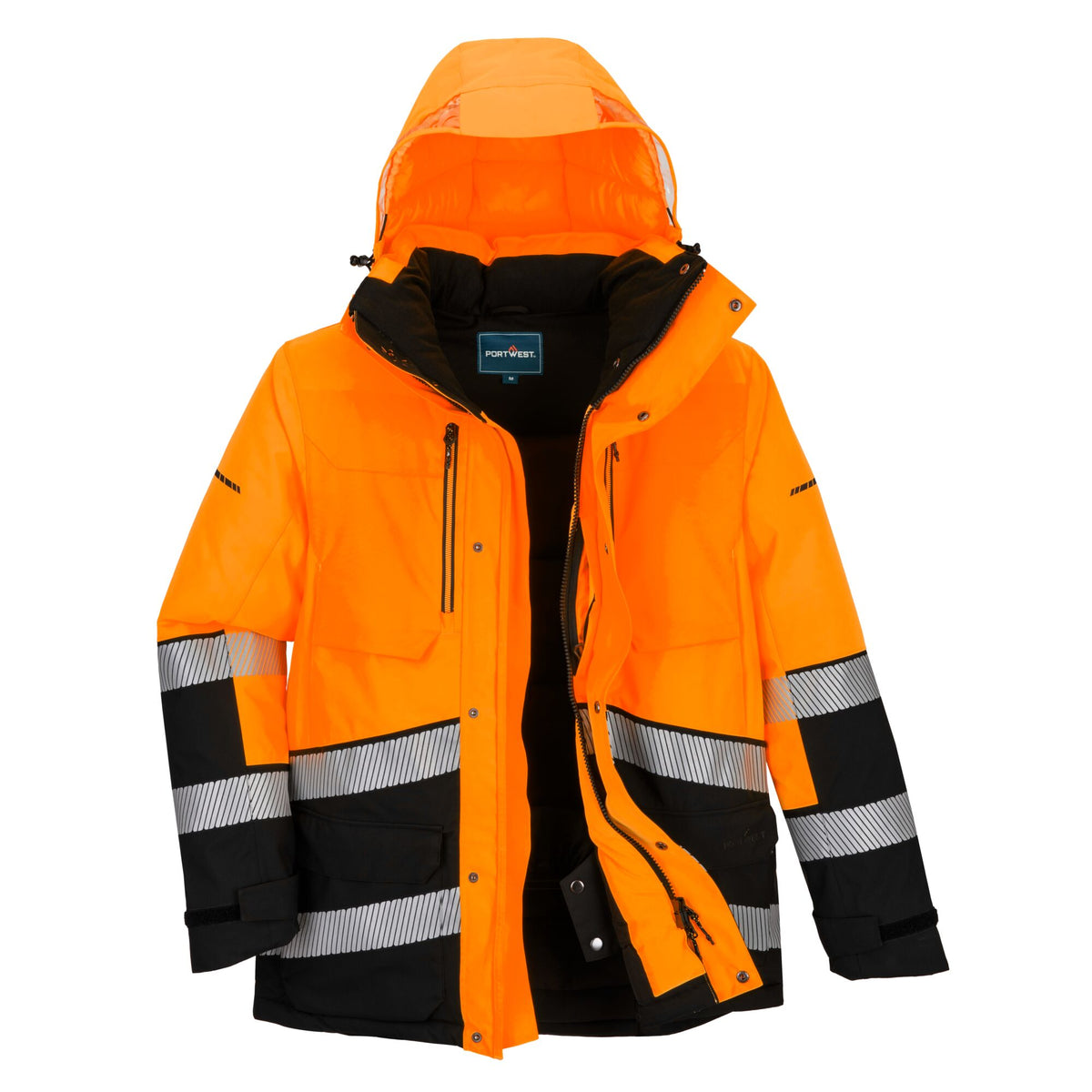 Portwest EV4 EV401 Hi-Vis Waterproof Expedition Parka Jacket in Orange/Black