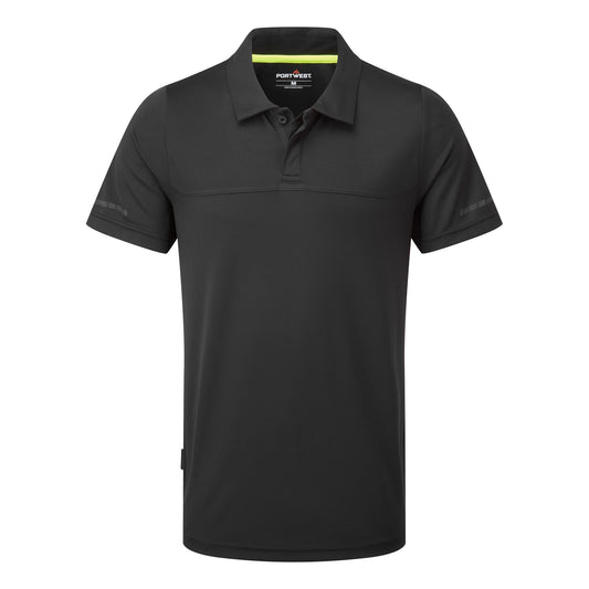 Portwest EV4 EV410 Lightweight Short Sleeve Work Polo Shirt in Black