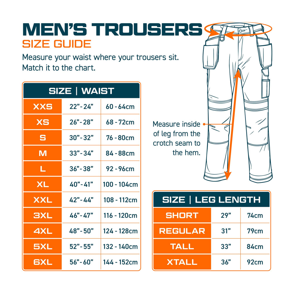 UK Men's Trousers Size Guide