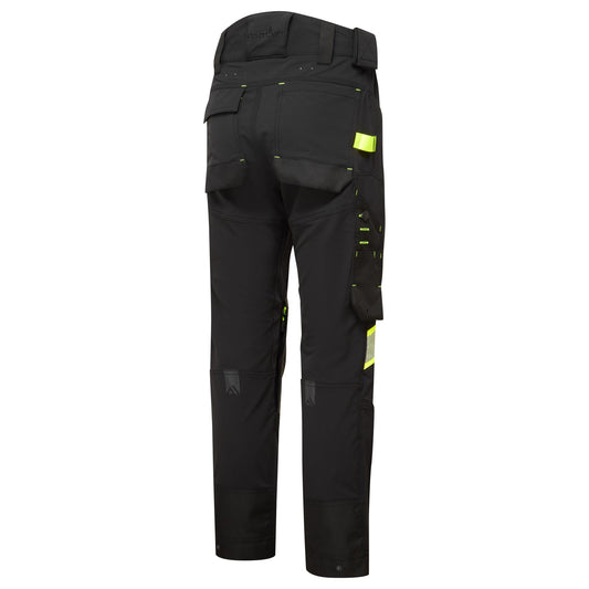 Portwest EV4 EV441 4-Way Stretch Work Trousers in Black, back three-quarter view