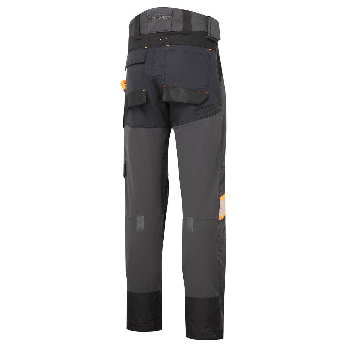 Portwest EV4 EV441 4-Way Stretch Work Trousers in Metal Grey, back three-quarter view