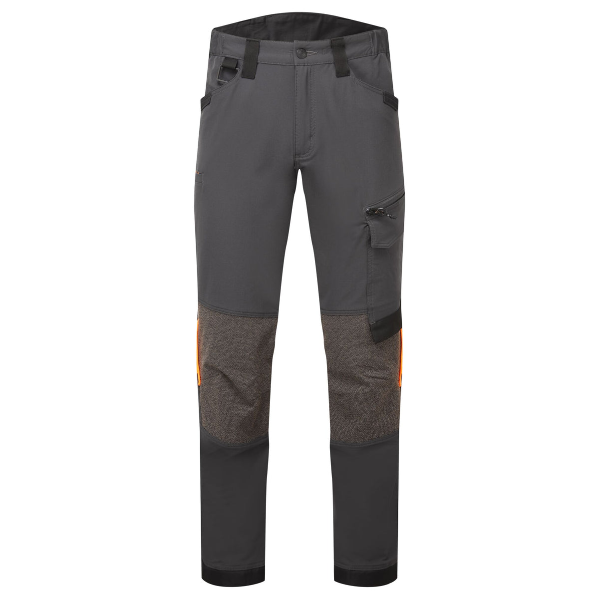 Portwest EV4 EV441 4-Way Stretch Work Trousers in Metal Grey, front view