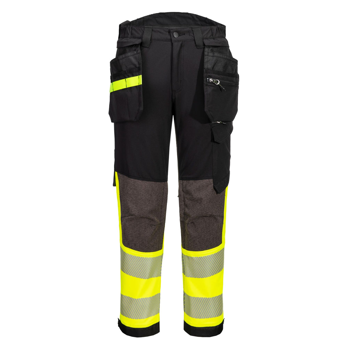 Portwest EV4 EV442 Hi-Vis Class 1 Stretch Holster Work Trousers in Yellow/Black