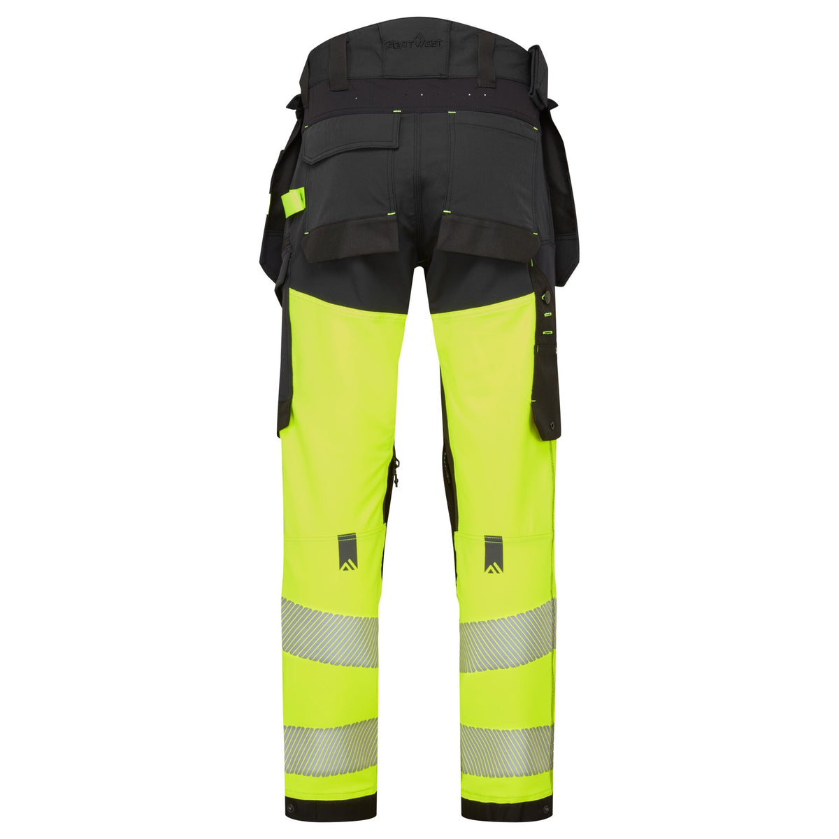 Portwest EV4 EV442 Hi-Vis Class 1 Stretch Holster Work Trousers in Yellow/Black