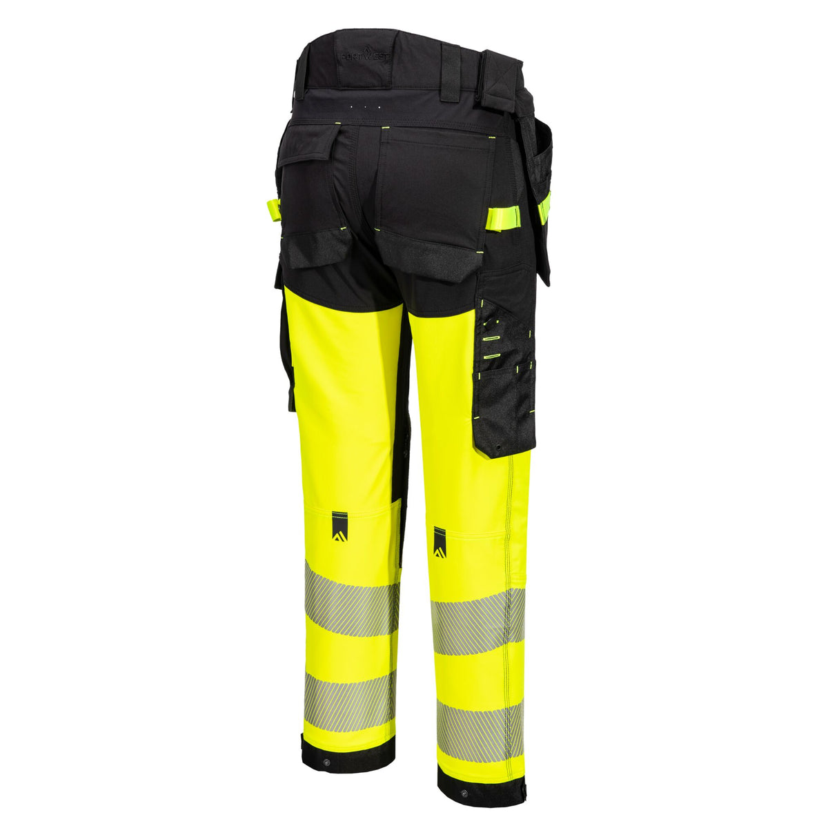 Portwest EV4 EV442 Hi-Vis Class 1 Stretch Holster Work Trousers in Yellow/Black