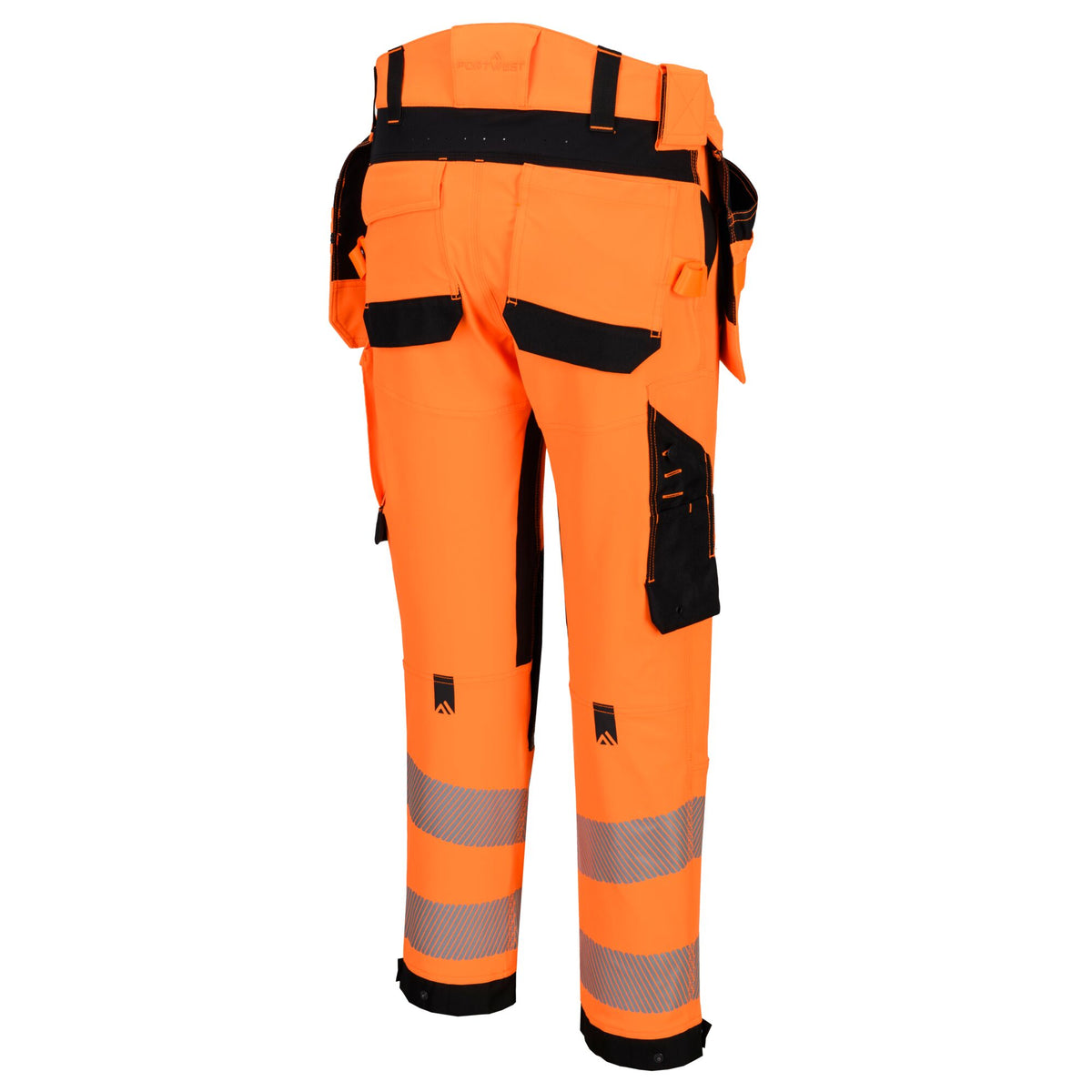 Portwest EV4 EV448 Hi-Vis Class 2 Stretch Holster Work Trousers in Orange/Black