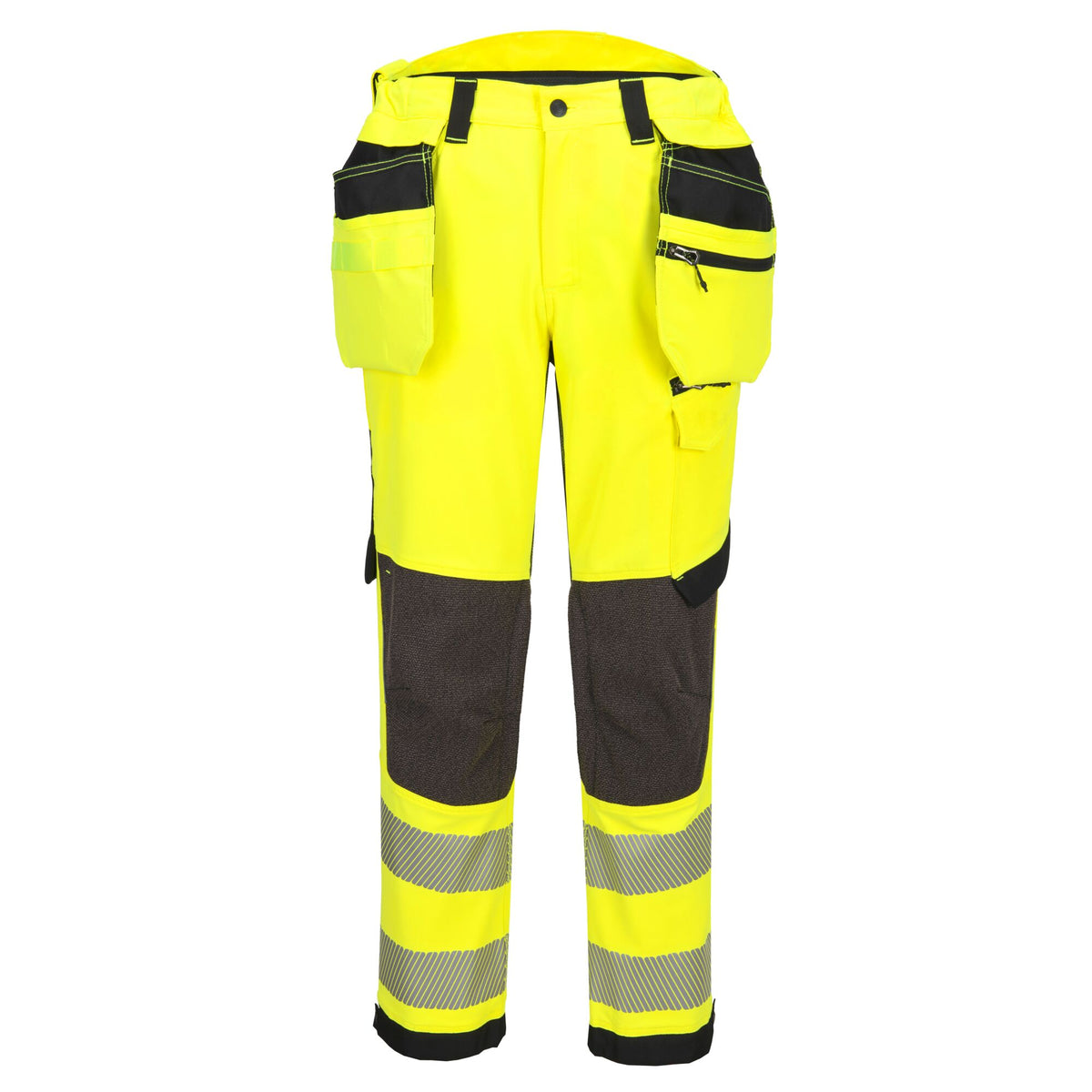 Portwest EV4 EV448 Hi-Vis Class 2 Stretch Holster Work Trousers in Yellow/Black