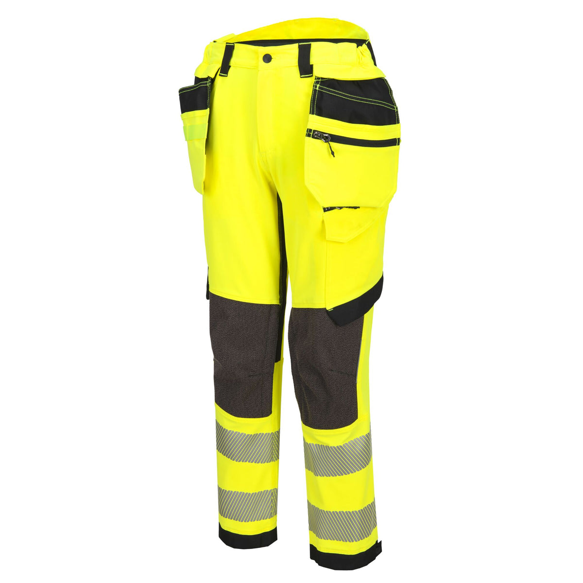 Portwest EV4 EV448 Hi-Vis Class 2 Stretch Holster Work Trousers in Yellow/Black