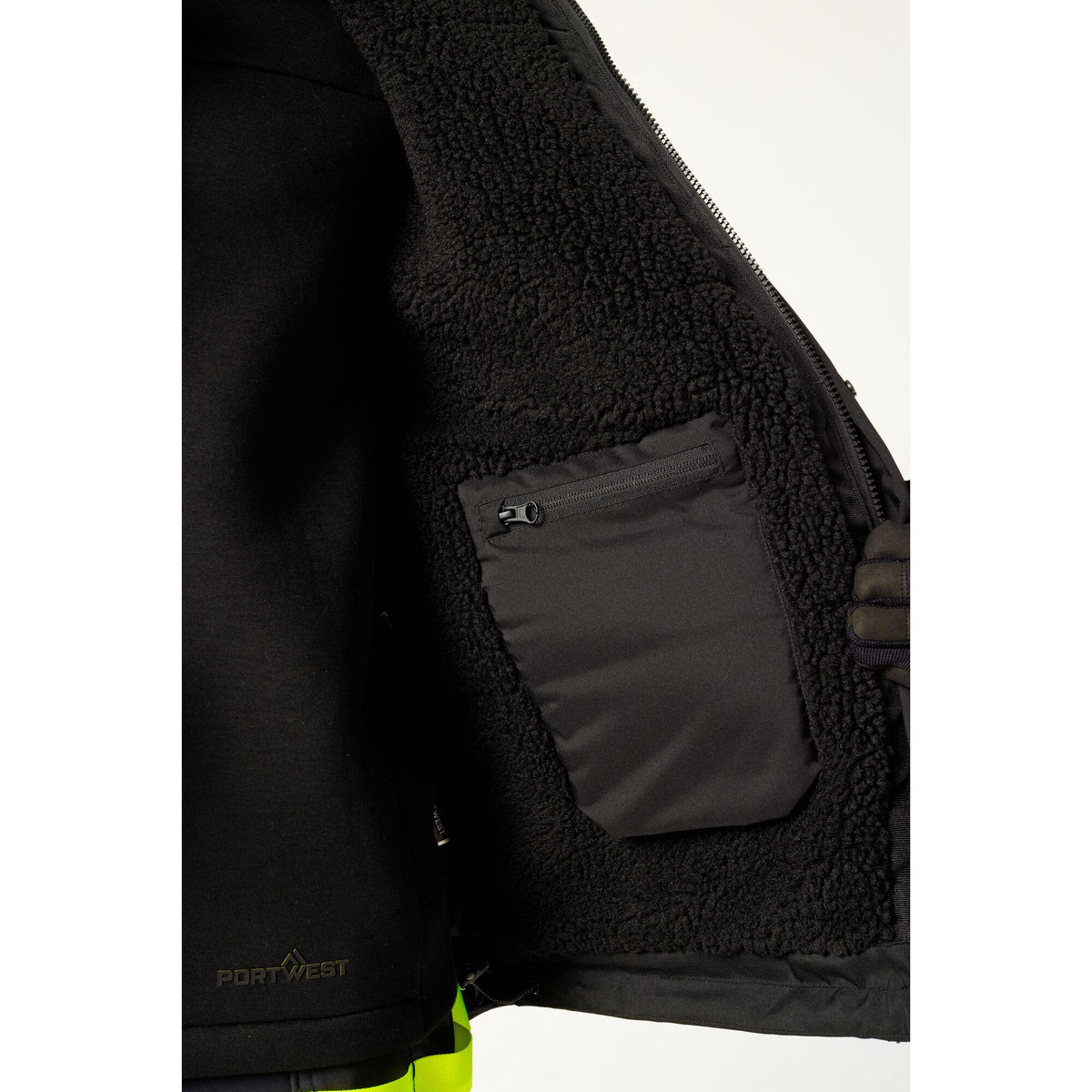 Portwest EV4 EV461 Waterproof Winter Parka Jacket, close-up detail