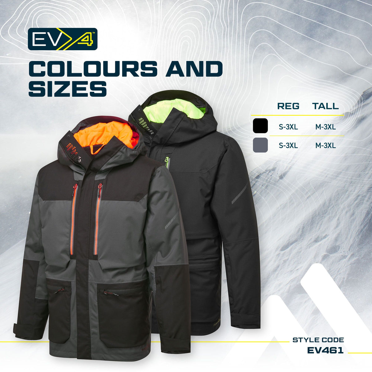 Portwest EV4 EV461 Waterproof Winter Parka Jacket, feature infographic