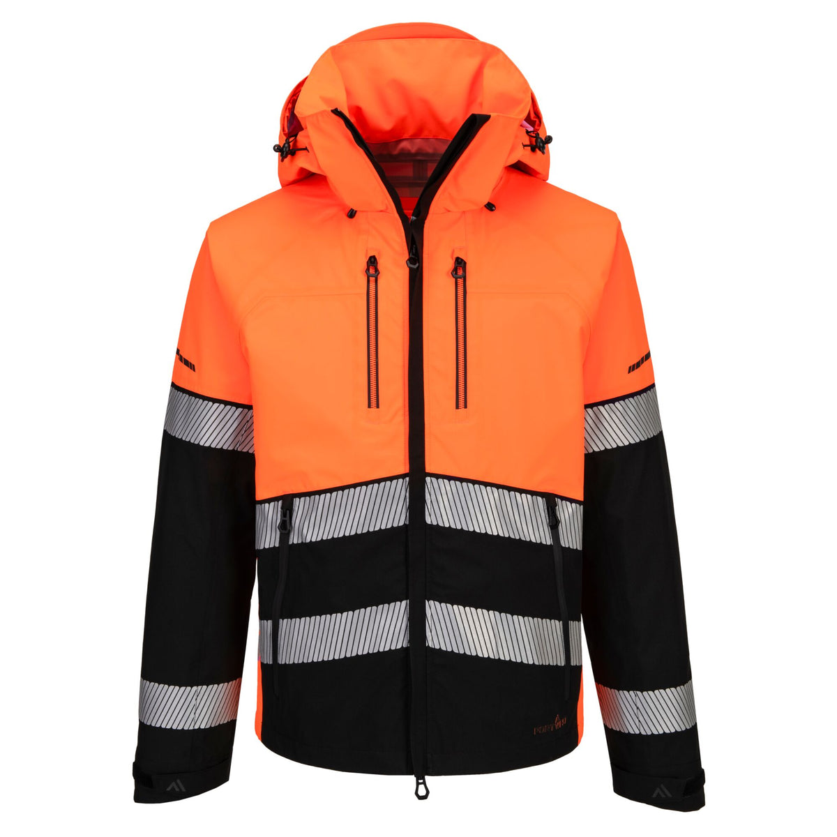 Portwest EV4 EV465 Hi-Vis Class 2 Waterproof Shell Jacket (3L) in Orange/Black