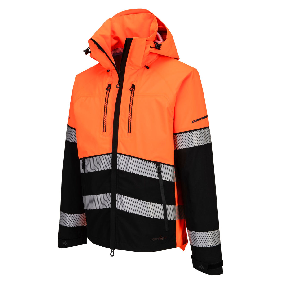 Portwest EV4 EV465 Hi-Vis Class 2 Waterproof Shell Jacket (3L) in Orange/Black