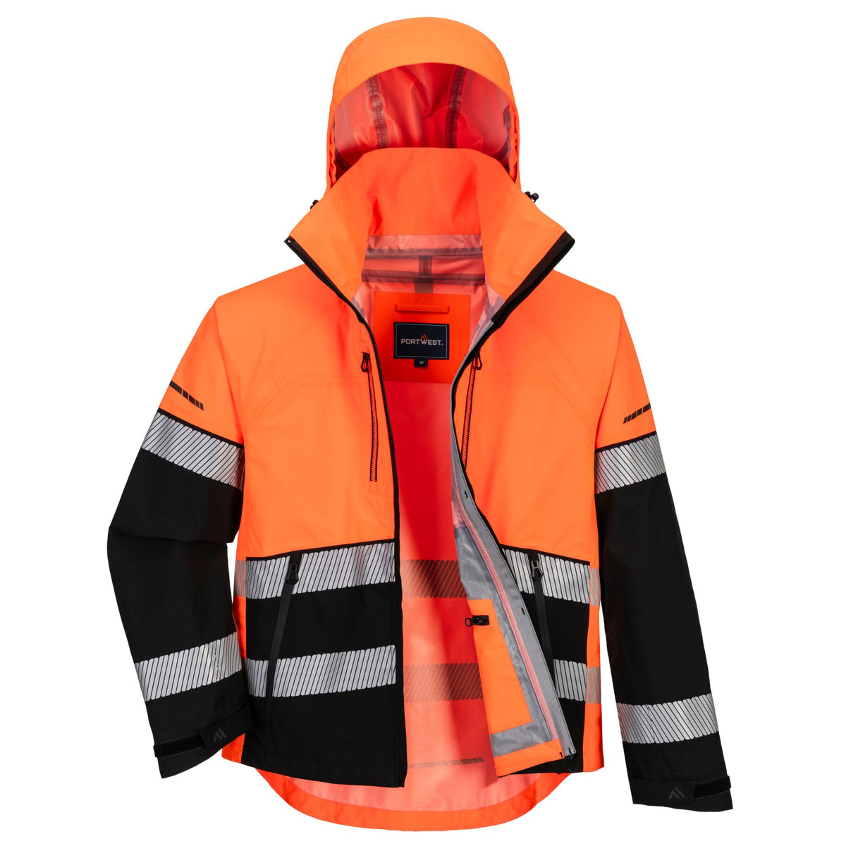 Portwest EV4 EV465 Hi-Vis Class 2 Waterproof Shell Jacket (3L) in Orange/Black