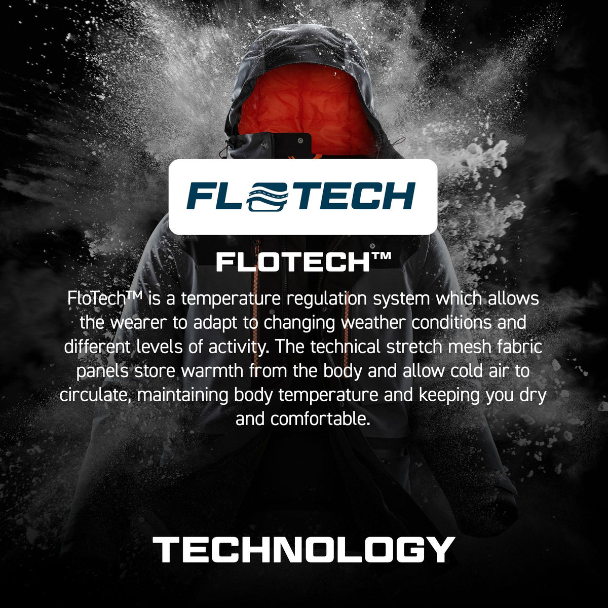 Flotech ventilation infographic, Portwest EV4 EV467 Hi-Vis Class 3 Waterproof Winter Jacket