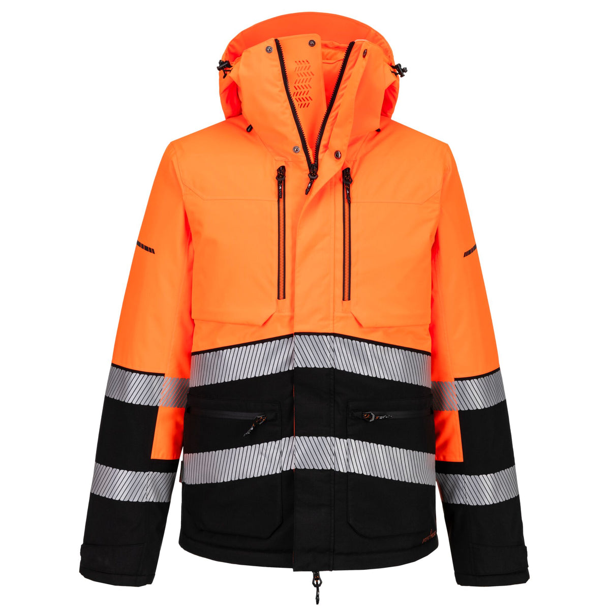 Portwest EV4 EV467 Hi-Vis Class 3 Waterproof Winter Jacket in Orange/Black