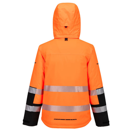 Portwest EV4 EV467 Hi-Vis Class 3 Waterproof Winter Jacket in Orange/Black