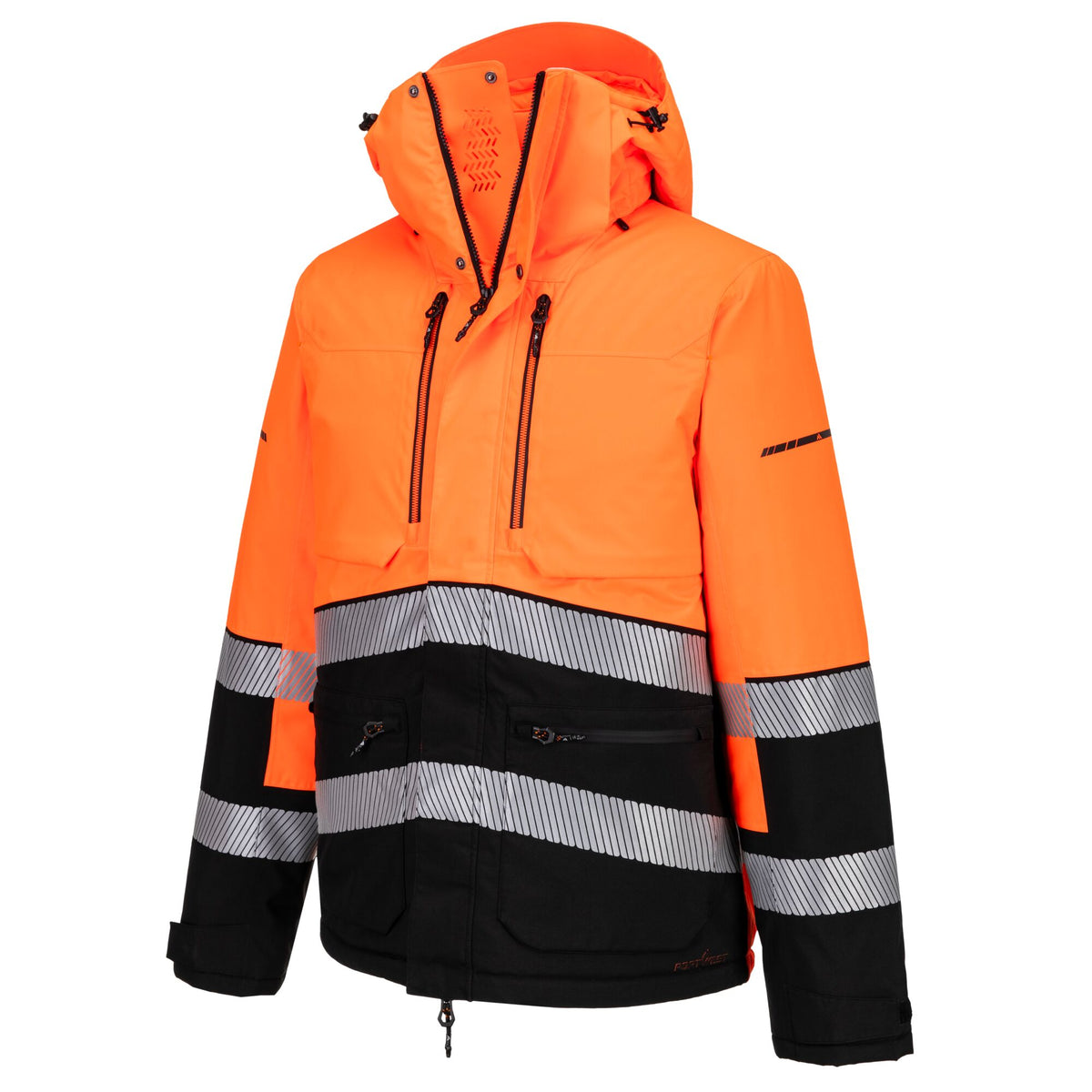 Portwest EV4 EV467 Hi-Vis Class 3 Waterproof Winter Jacket in Orange/Black