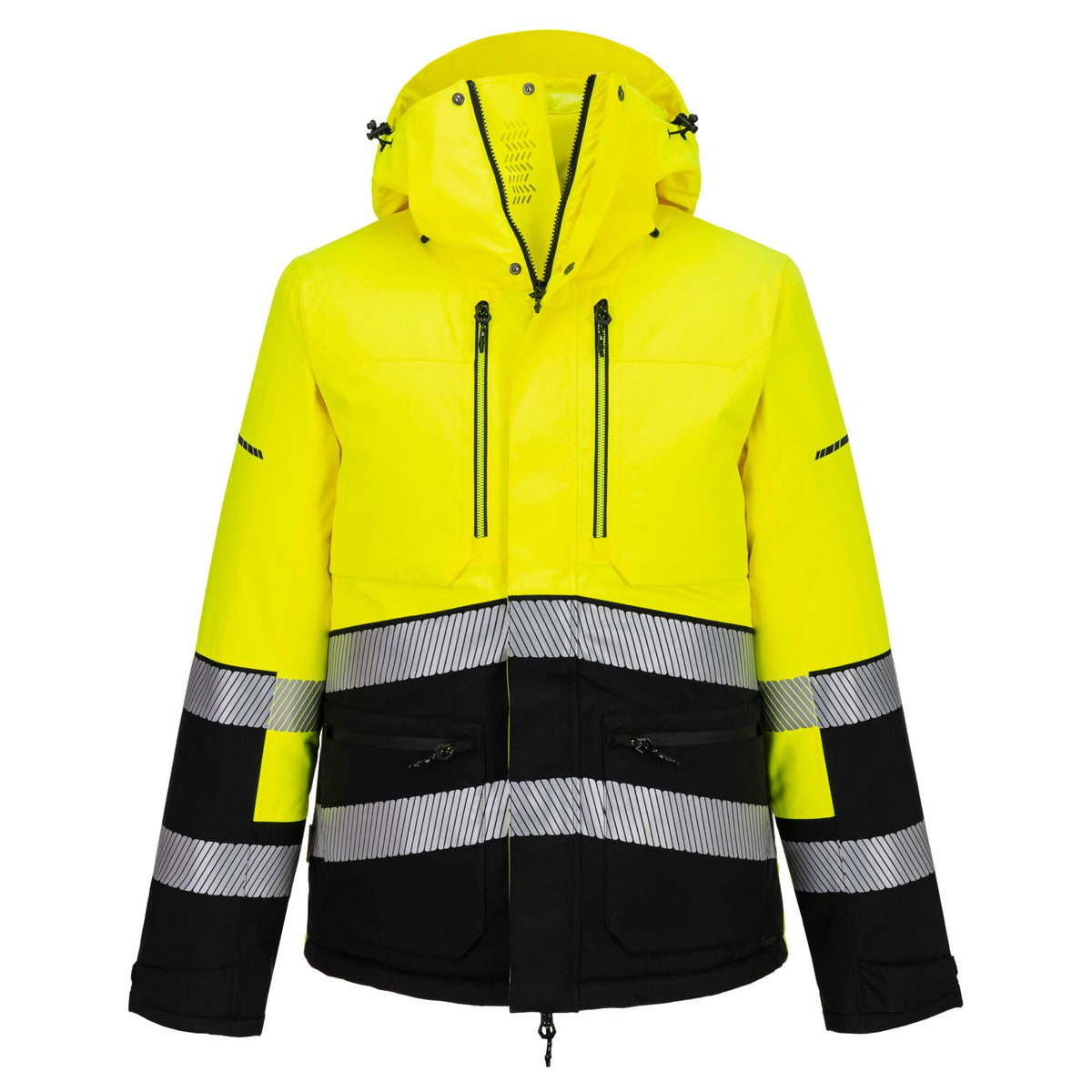 Portwest EV4 EV467 Hi-Vis Class 3 Waterproof Winter Jacket in Yellow/Black