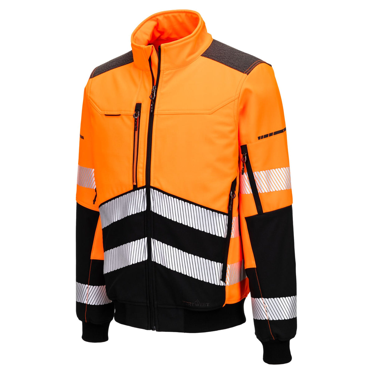 Portwest EV4 EV468 Hi-Vis Class 2 Softshell Bomber Jacket (3L) in Orange/Black