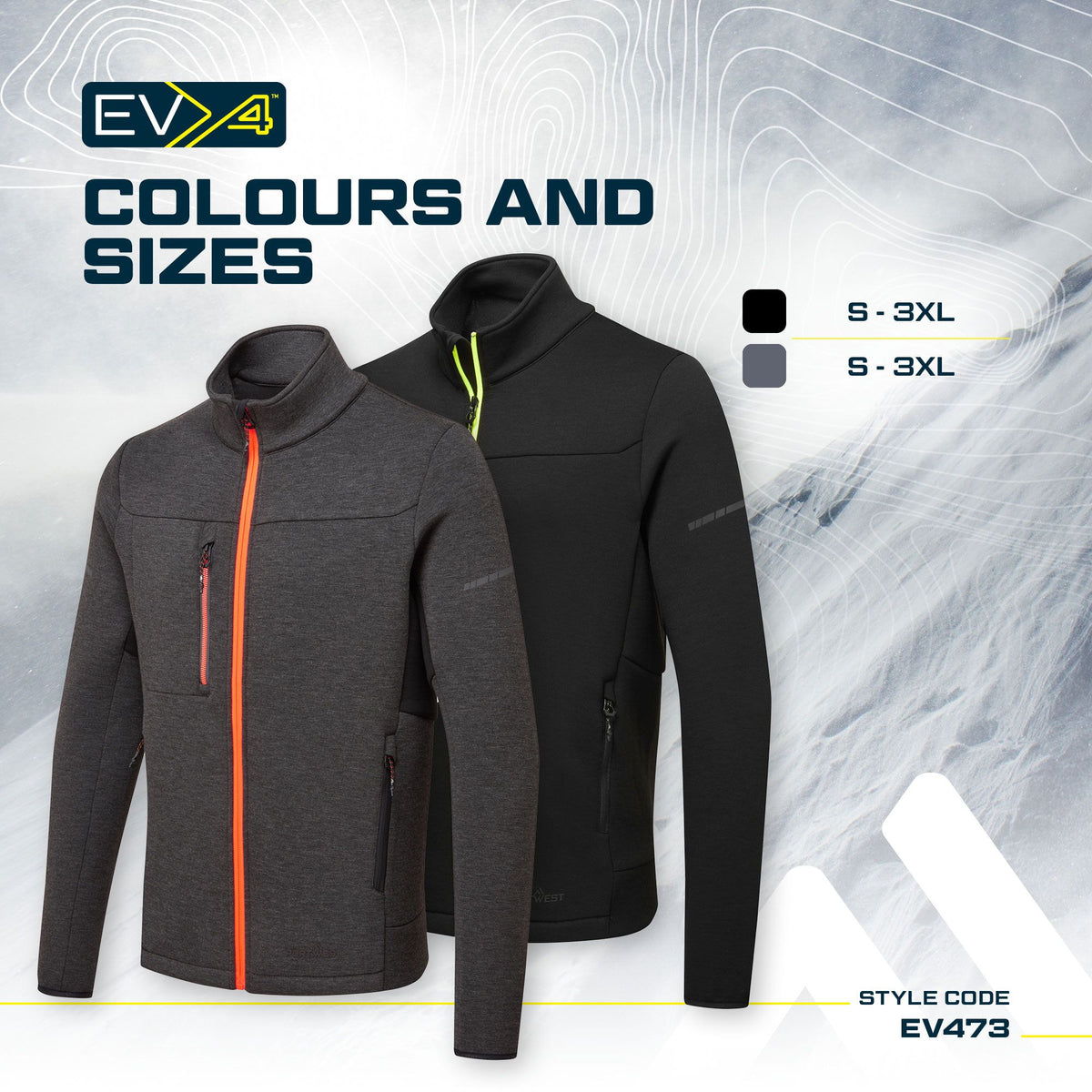 Portwest EV4 EV473 Technical Work Fleece Jacket, feature infographic