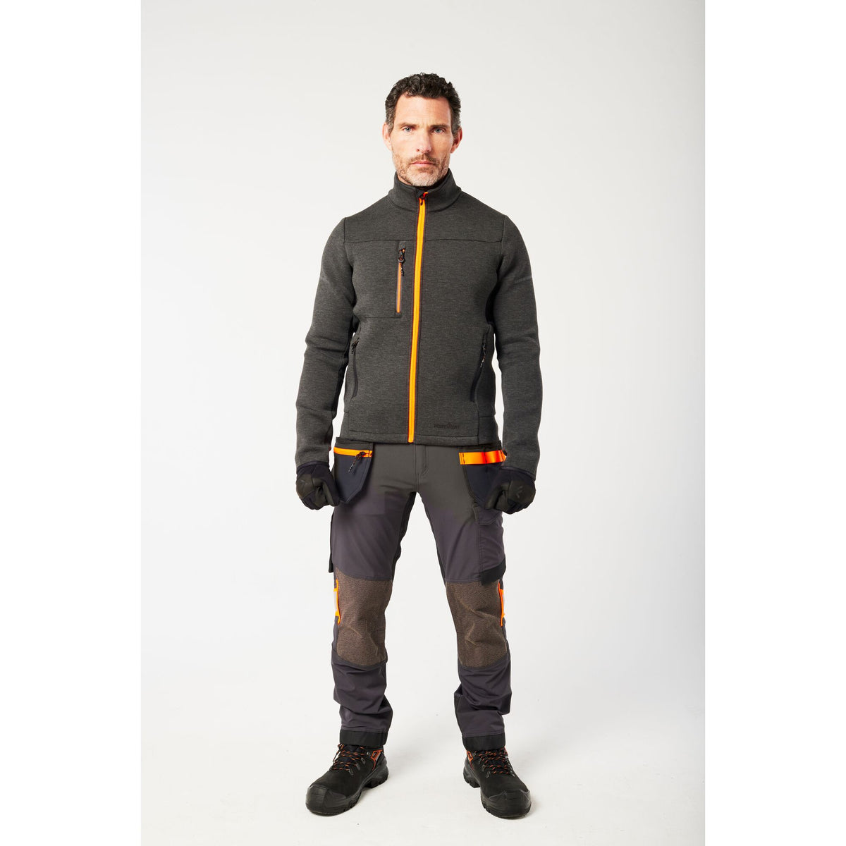 Portwest EV4 EV473 Technical Work Fleece Jacket in Metal Grey, worn by a model
