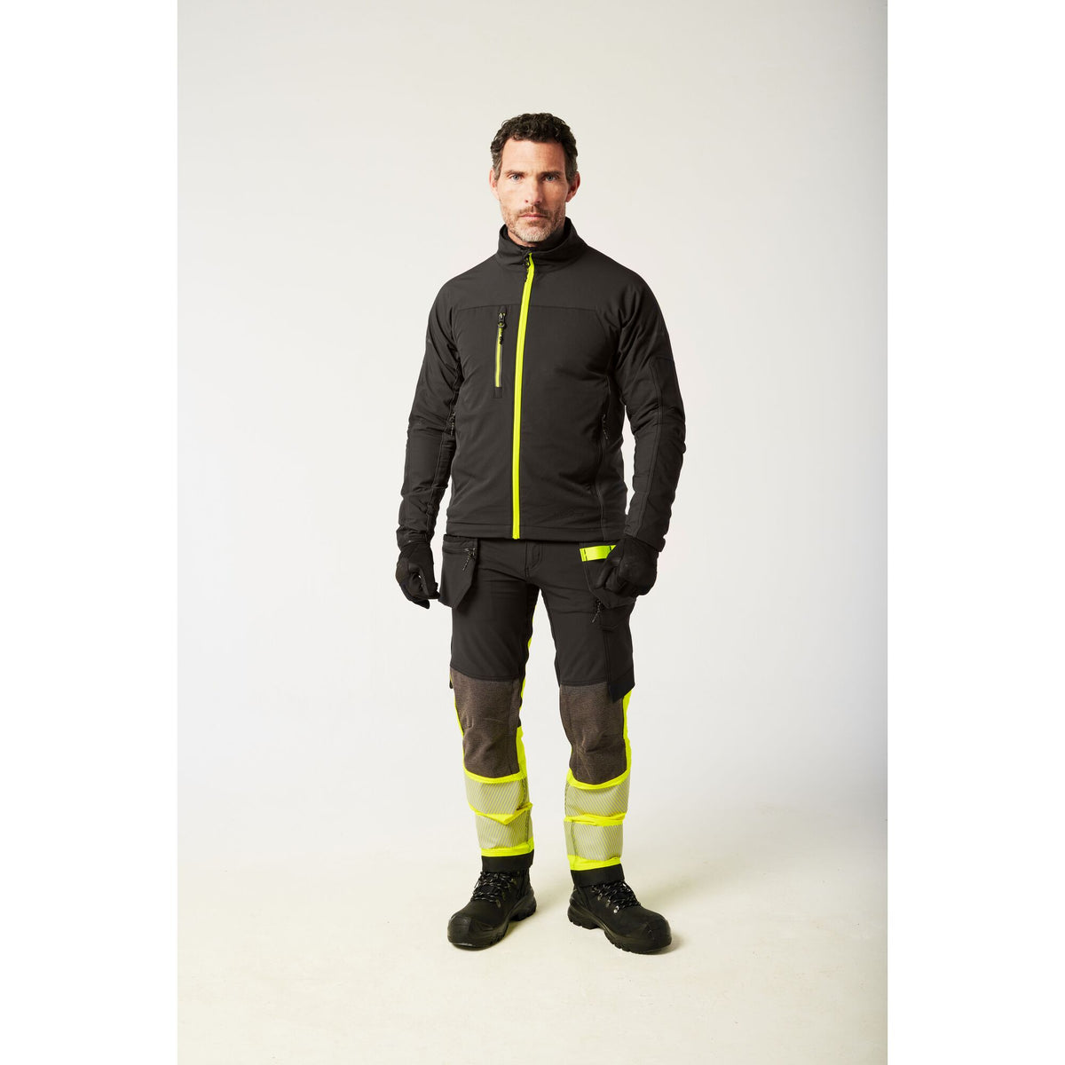 Portwest EV4 EV475 Stretch Work Jacket in Black, worn by a model