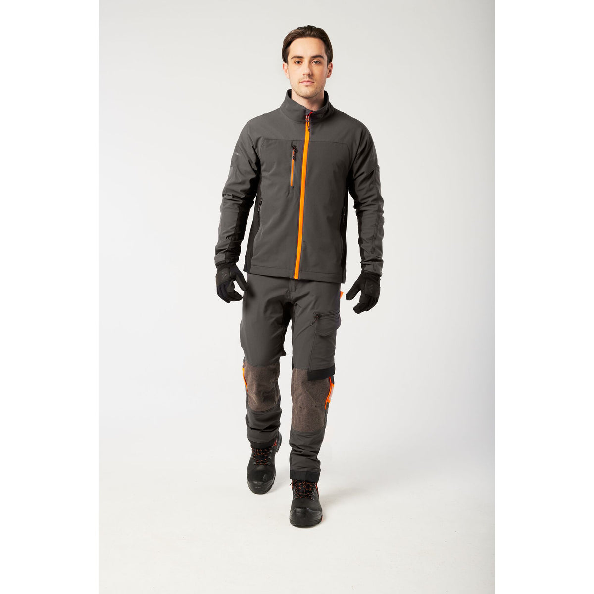 Portwest EV4 EV475 Stretch Work Jacket in Metal Grey, worn by a model