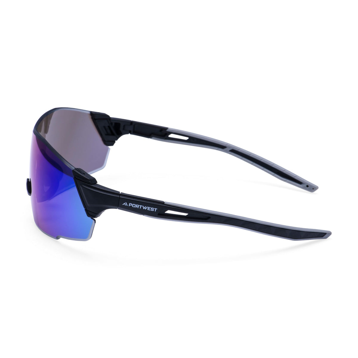 Portwest PT01 Sporty Shield Safety Glasses, Blue Mirror lens